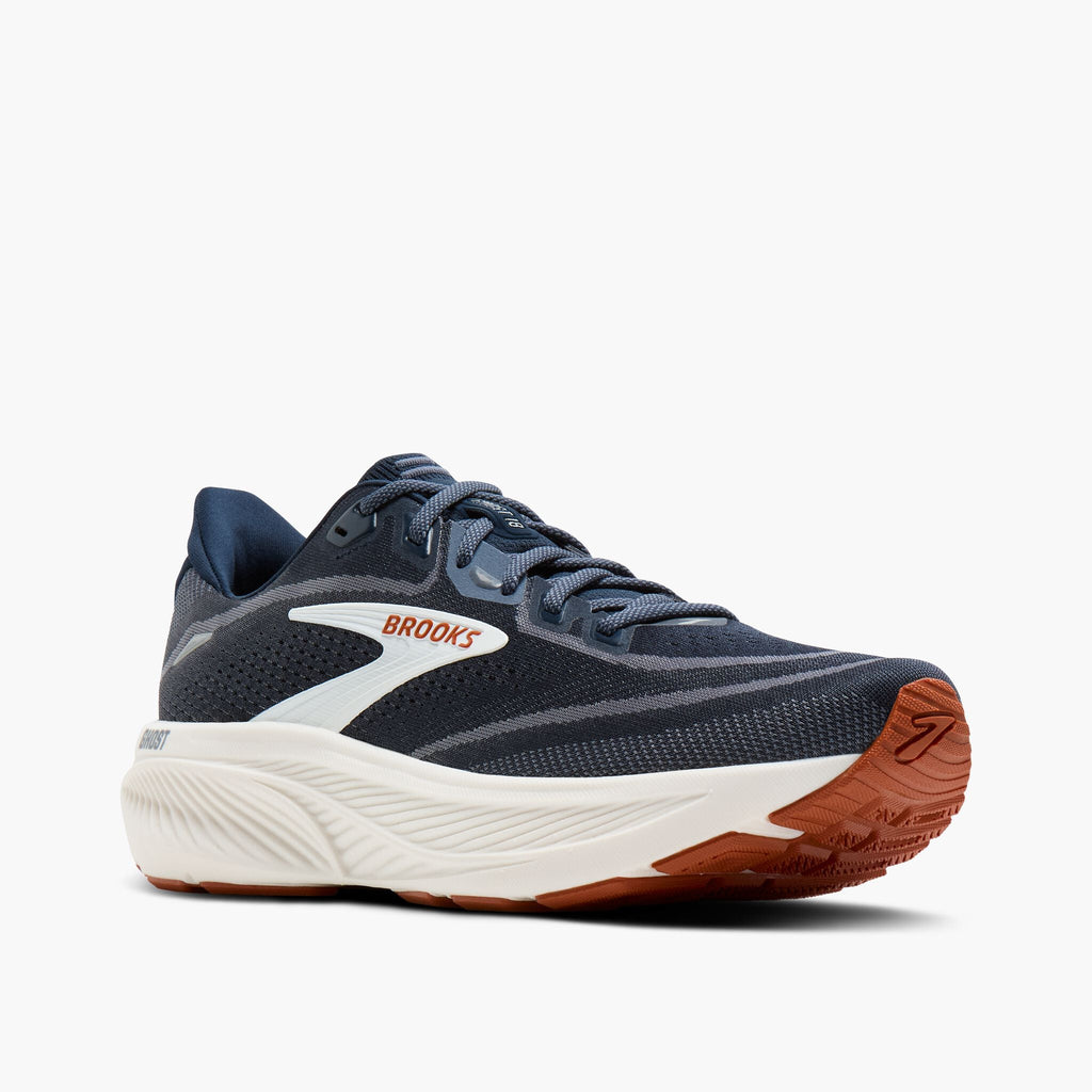 Men's Brooks Ghost 18 Navy Blazer/Red Earth/Blue pair angle