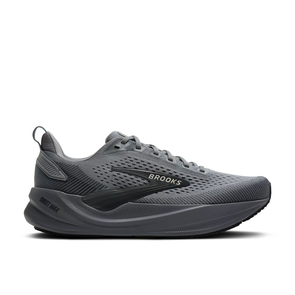 Men's Brooks Ghost Max 4 Grey/Grey/Ebony lateral