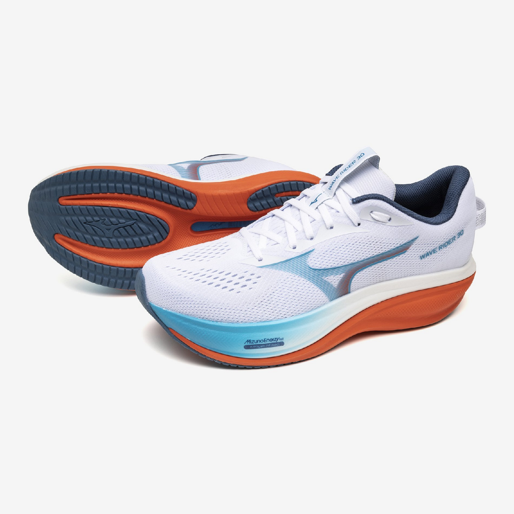 Men's Mizuno Wave Rider 30 White / Blue Jewel view 6