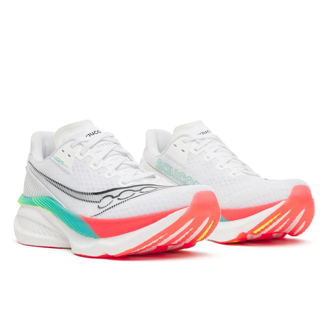 Men's Saucony Endorphin Azura White Multi - pair, three quarter angle