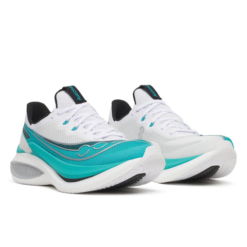 Men's Saucony Endorphin Pro 5 White Tranquil - pair, three quarter angle