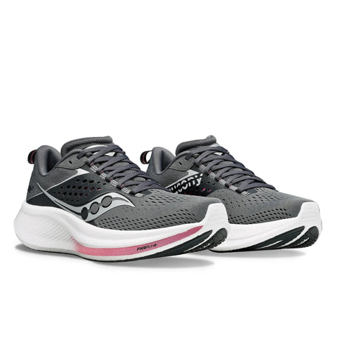 Women’s Saucony Ride 17 Cinder Orchid - pair, three quarter angle