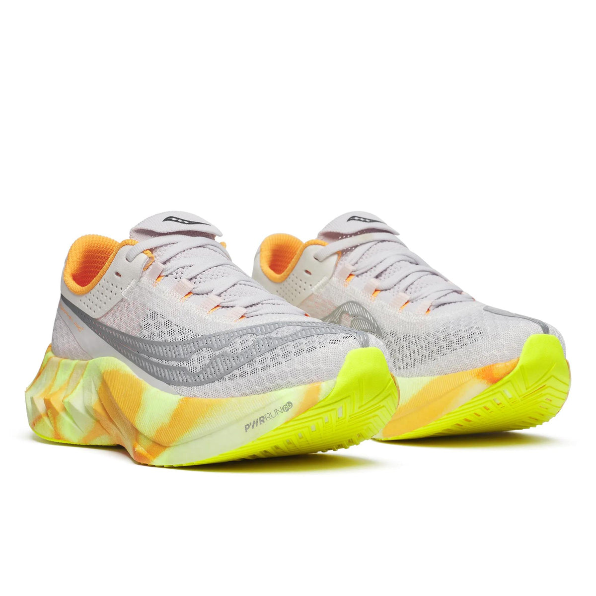 Women's Saucony Endorphin Pro 4 Fog Peel - pair, three quarter angle