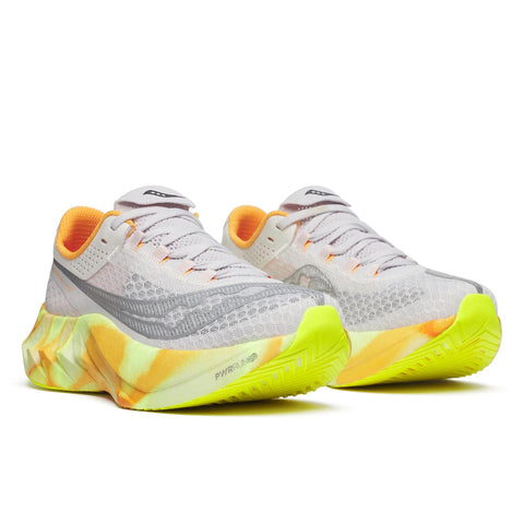 Women's Saucony Endorphin Pro 4 Fog Peel - pair, three quarter angle