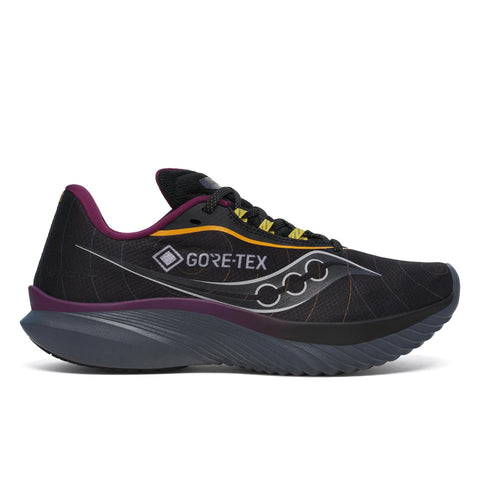 Women's Saucony Kinvara 15 GTX Black Shadow Noir Ombre - lateral side profile