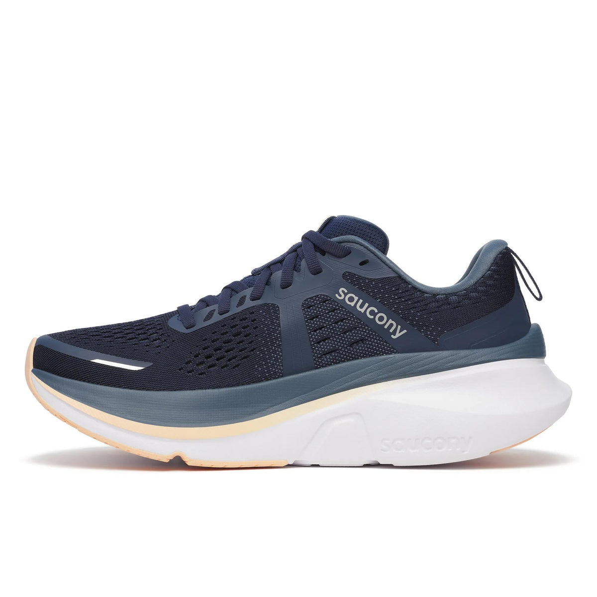 Women's Saucony Guide 18 Navy Apricot - opposite side profile