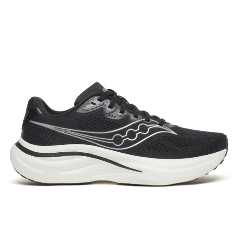 Women's Saucony Ride 19 Black Silver - lateral side profile
