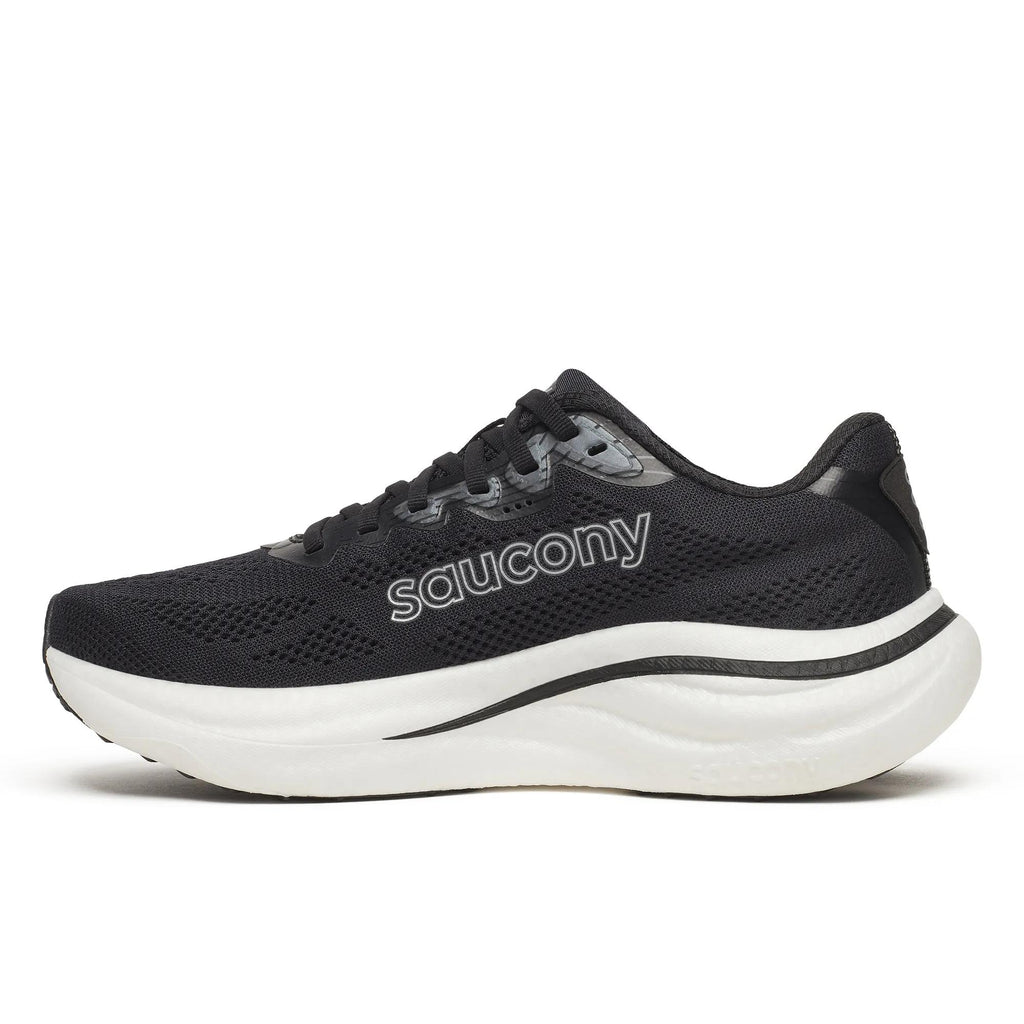 Women's Saucony Ride 19 Black Silver - opposite side profile