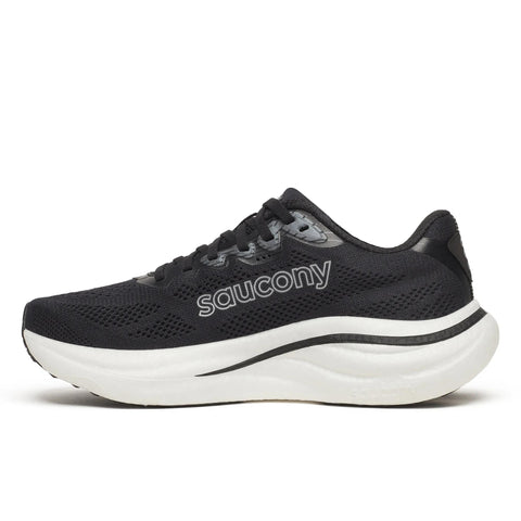 Women's Saucony Ride 19 Black Silver - opposite side profile