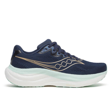 Women's Saucony Ride 19 Navy Aqua - lateral side profile