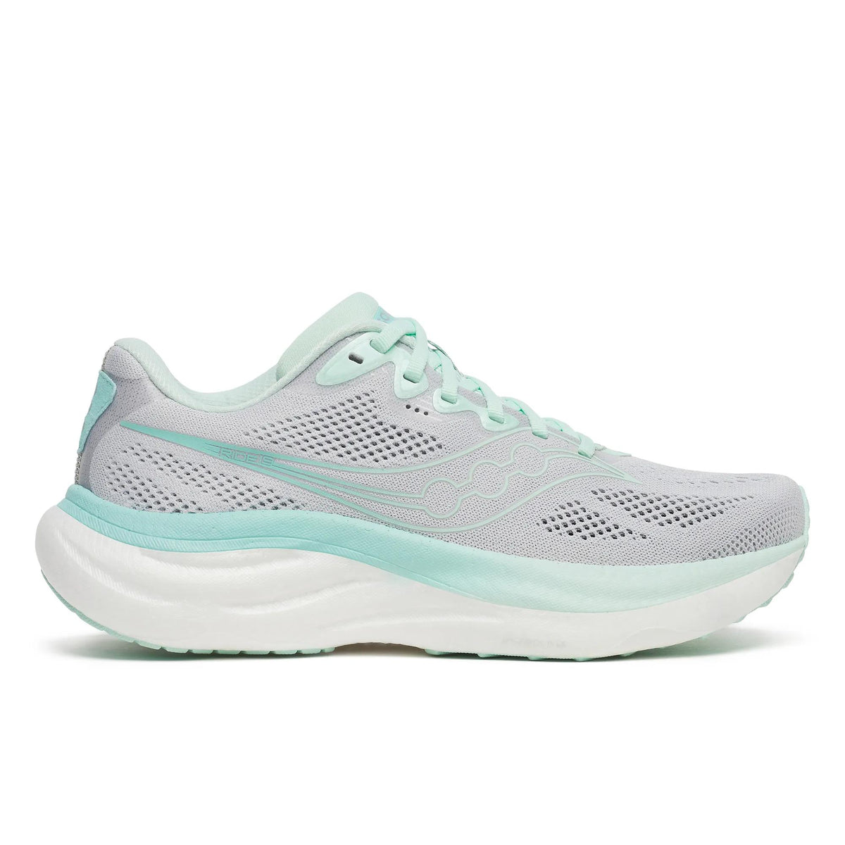 Women's Saucony Ride 19 Cloud Aqua - lateral side profile