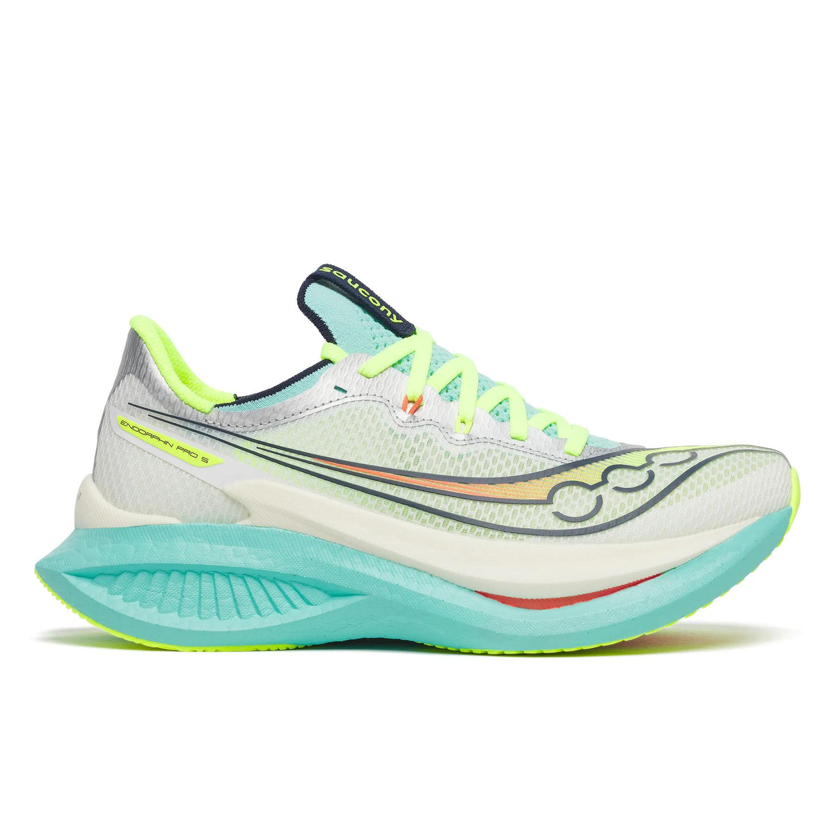 Women's Saucony Endorphin Pro 5 White Splash - lateral side profile