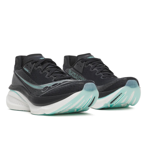 Women's Saucony Endorphin Azura Black Aqua - pair, three quarter angle