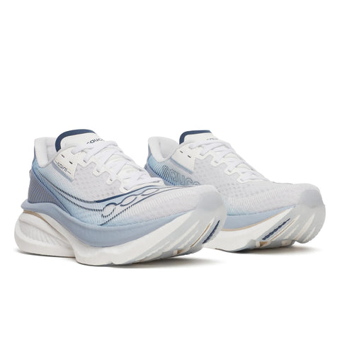 Women's Saucony Endorphin Azura White Celestial - pair, three quarter angle