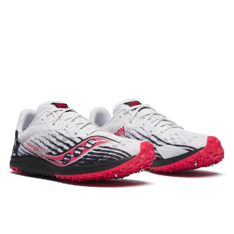 Women's Saucony Kilkenny XC 9 Spike Black White - pair, three quarter angle