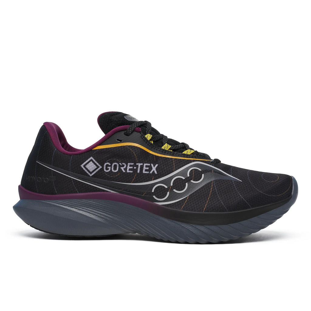Men's Saucony Kinvara 15 GTX Black Shadow Noir Ombre - lateral side profile