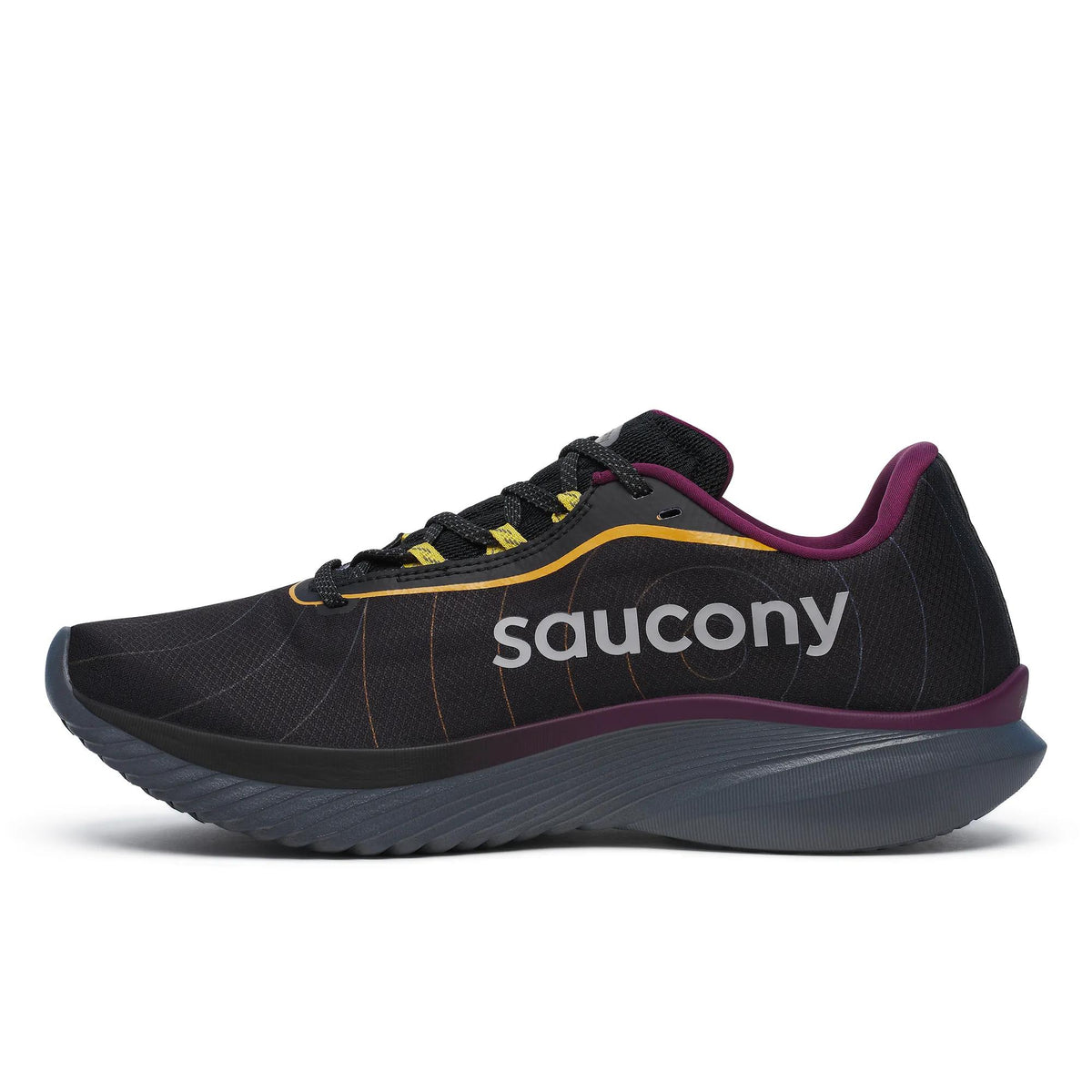 Men's Saucony Kinvara 15 GTX Black Shadow Noir Ombre - opposite side profile