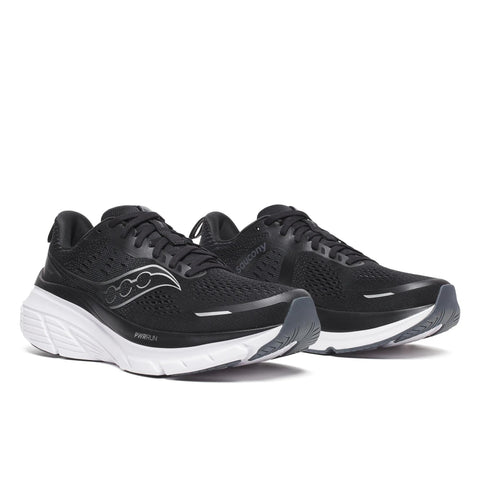Men's Saucony Guide 18 Black White - pair, three quarter angle