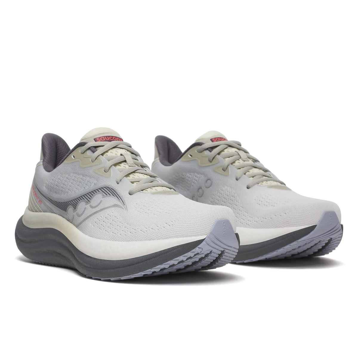 Men's Saucony Triumph 23 Grey Shadow - pair, three quarter angle