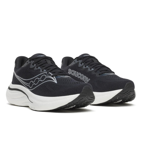 Men's Saucony Ride 19 Black Silver - pair, three quarter angle