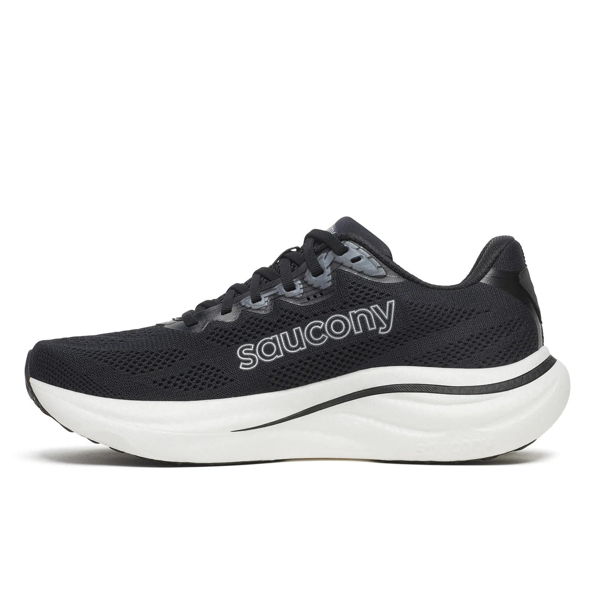 Men's Saucony Ride 19 Black Silver - opposite side profile