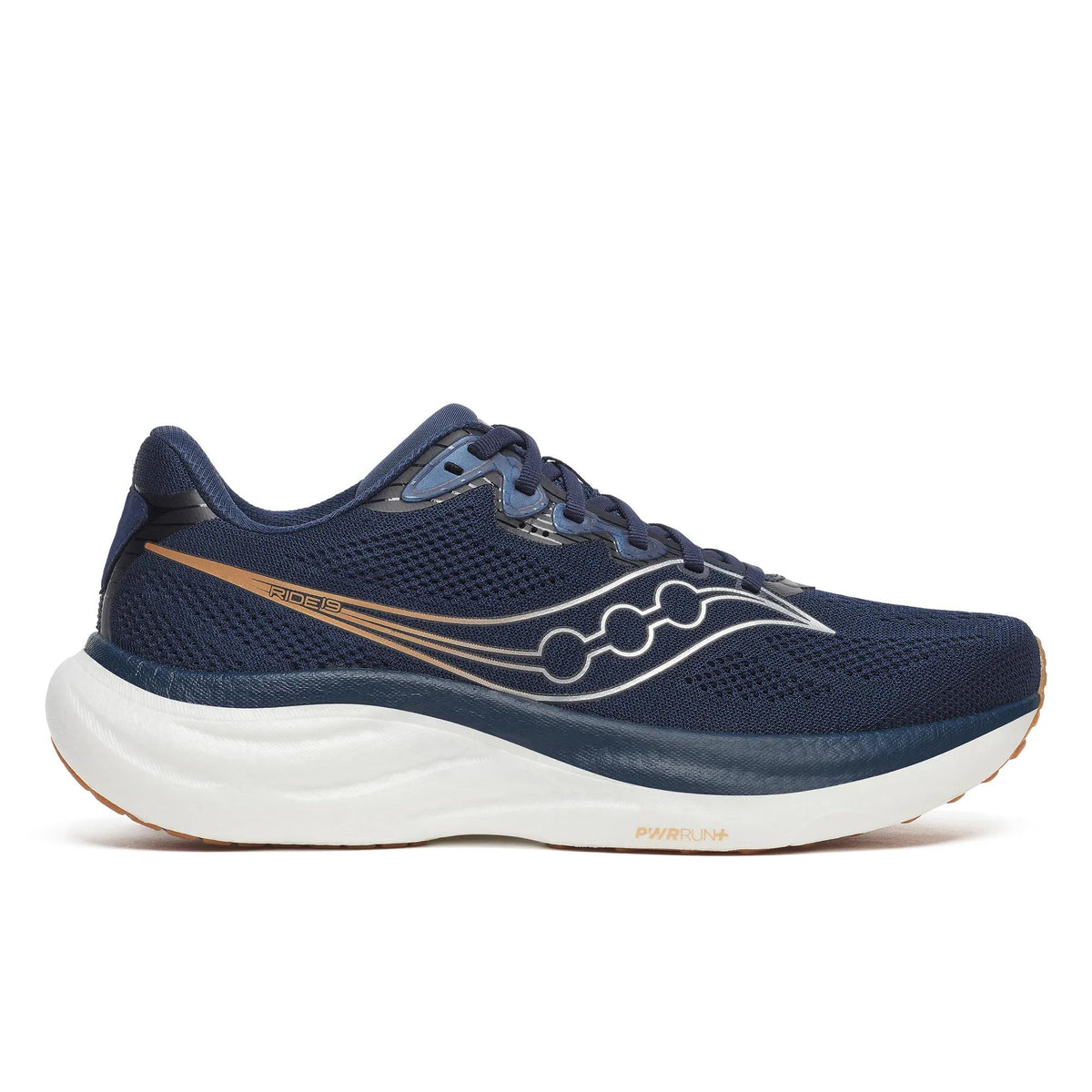 Men's Saucony Ride 19 Navy Gum - lateral side profile