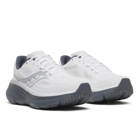 Men's Saucony Guide 19 White Shadow - pair, three quarter angle