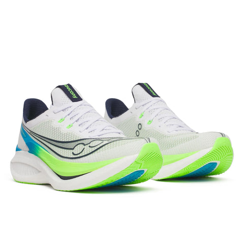 Men's Saucony Endorphin Pro 5 White Slime - pair, three quarter angle