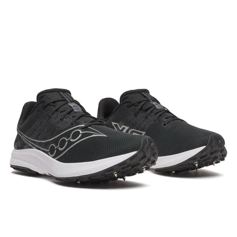 Unisex Saucony Kilkenny XC Spike 10 Black White - pair, three quarter angle