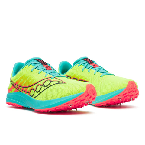 Unisex Saucony Kilkenny XC Spike 10 Citron Mutant - pair, three quarter angle