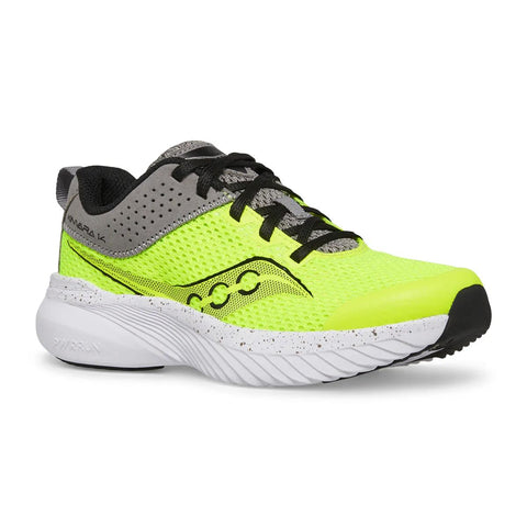 Kids Saucony Kinvara 14 Lace Closure Citron Grey - lateral side profile