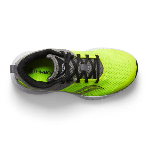 Kids Saucony Kinvara 14 Lace Closure Citron Grey - top down view