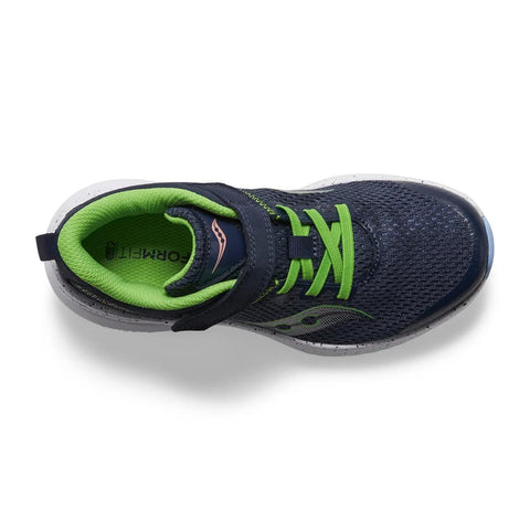 Kids Saucony Kinvara 14 AC Navy Green - top down view