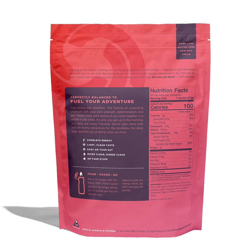 Tailwind Endurance Fuel 50 Servings Raspberry- Caffeinated view 3