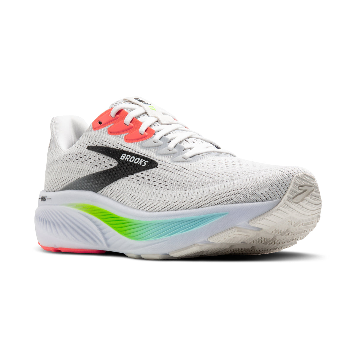 Men's Brooks Ghost 17 White / Pink Clay / Gecko view 2