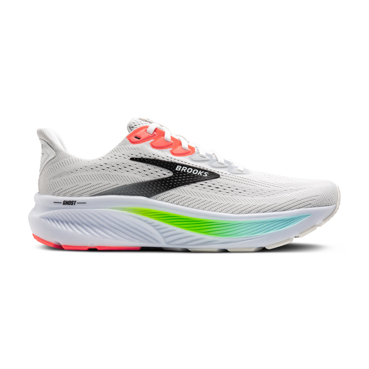 Men's Brooks Ghost 17 White / Pink Clay / Gecko hero