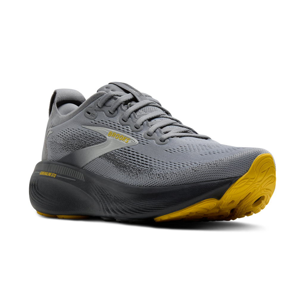 Men's Brooks Adrenaline GTS 25 (Wide 2E) Primer Grey / Ebony / Jasmin pair angle