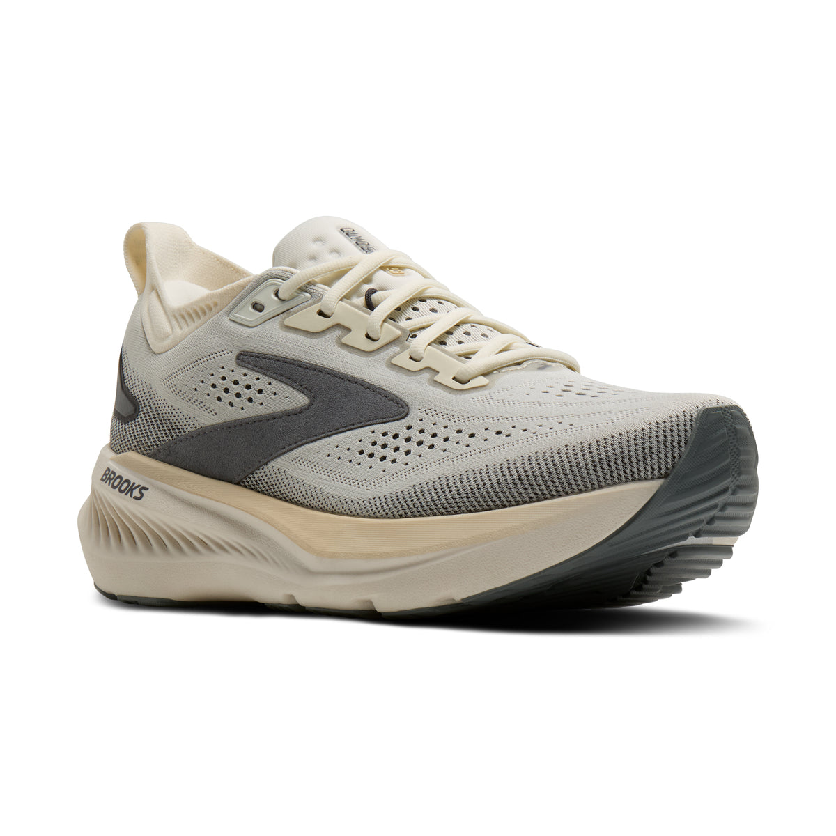Men's Brooks Glycerin 23 Coconut/Bleached Sand/Grey pair angle