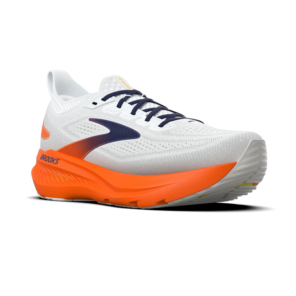 Men's Brooks Glycerin 23 White / Navy / Orange pair angle