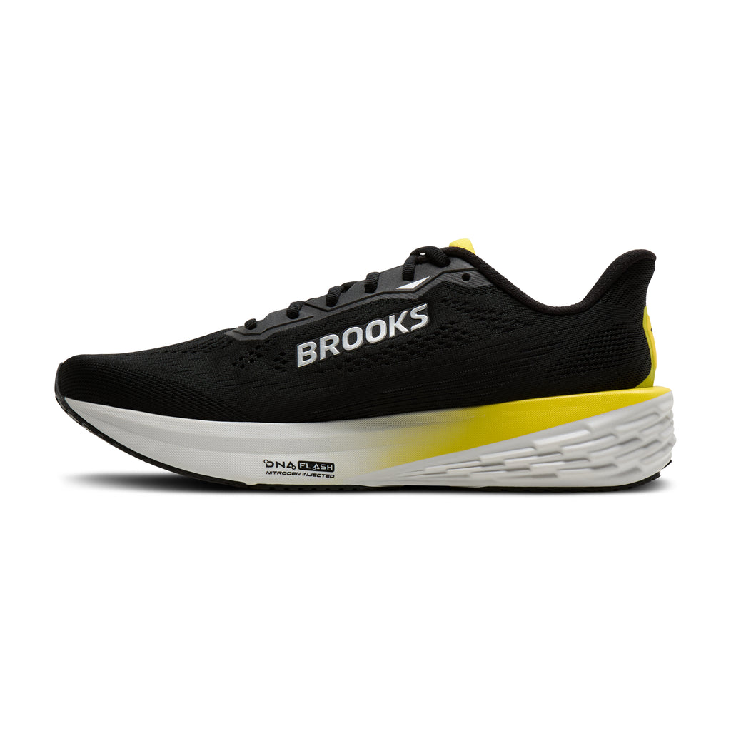 Men's Brooks Launch 12 Black / Cyber Yellow / Oyster medial