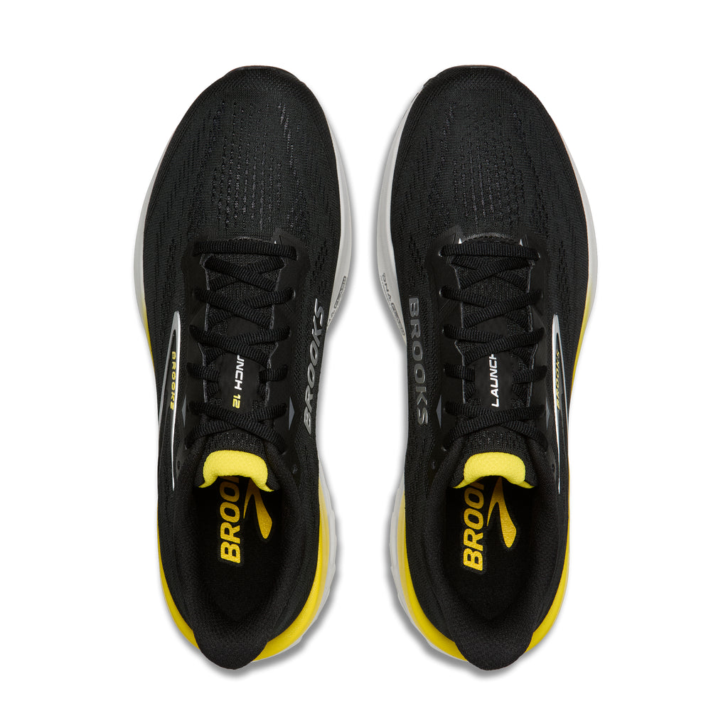 Men's Brooks Launch 12 Black / Cyber Yellow / Oyster top