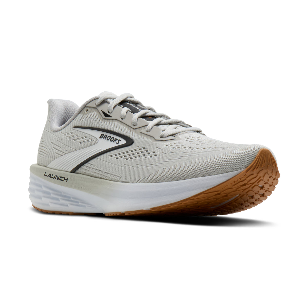 Men's Brooks Launch 12 Oyster / White / Phantom pair angle