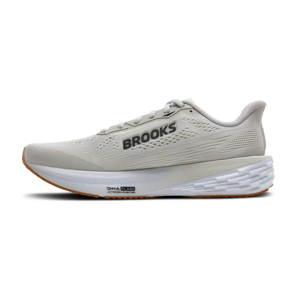 Men's Brooks Launch 12 Oyster / White / Phantom medial