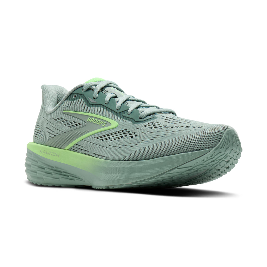 Men's Brooks Launch 12 Gray Mist / Green pair angle