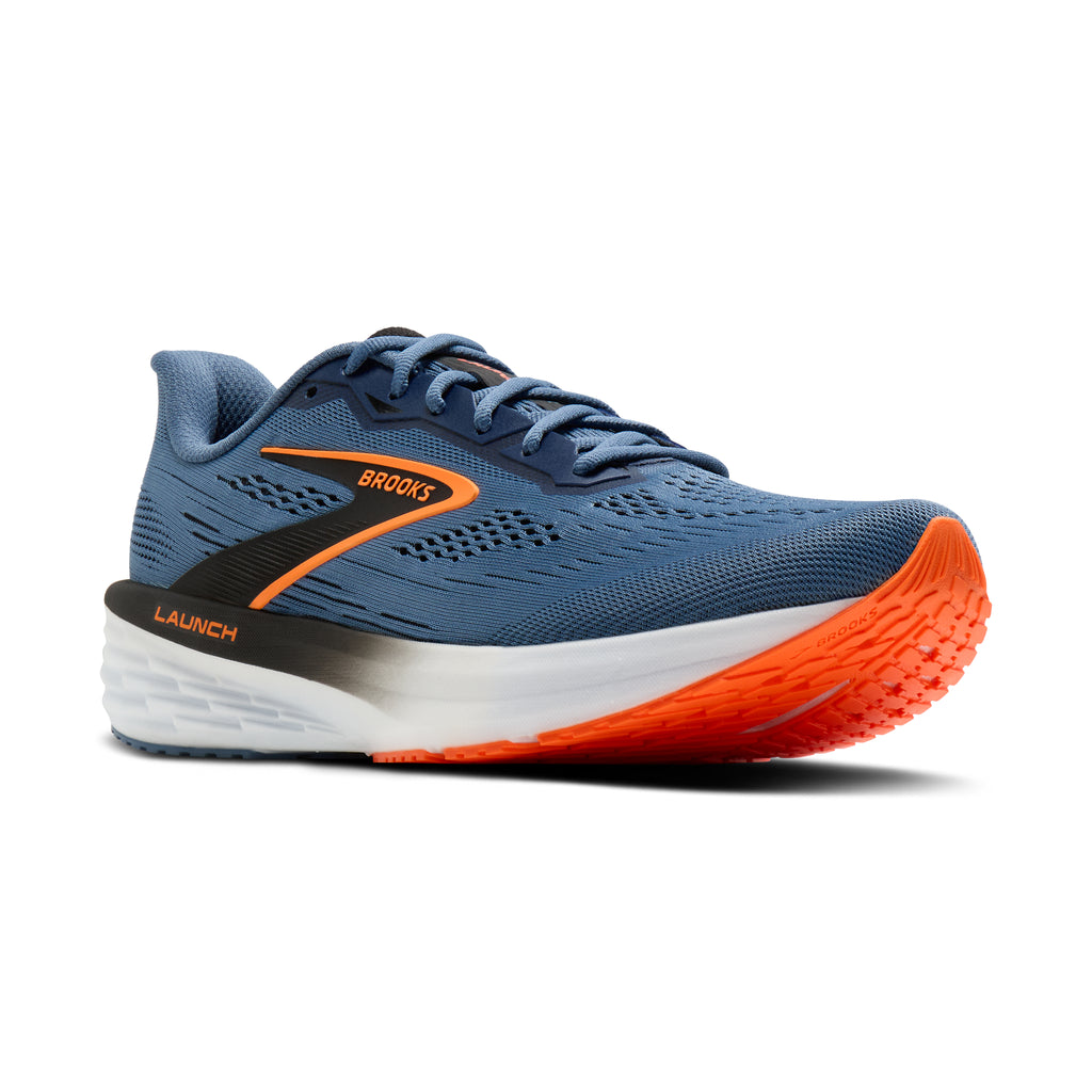 Men's Brooks Launch 12 Moonlight / Black / Orange pair angle