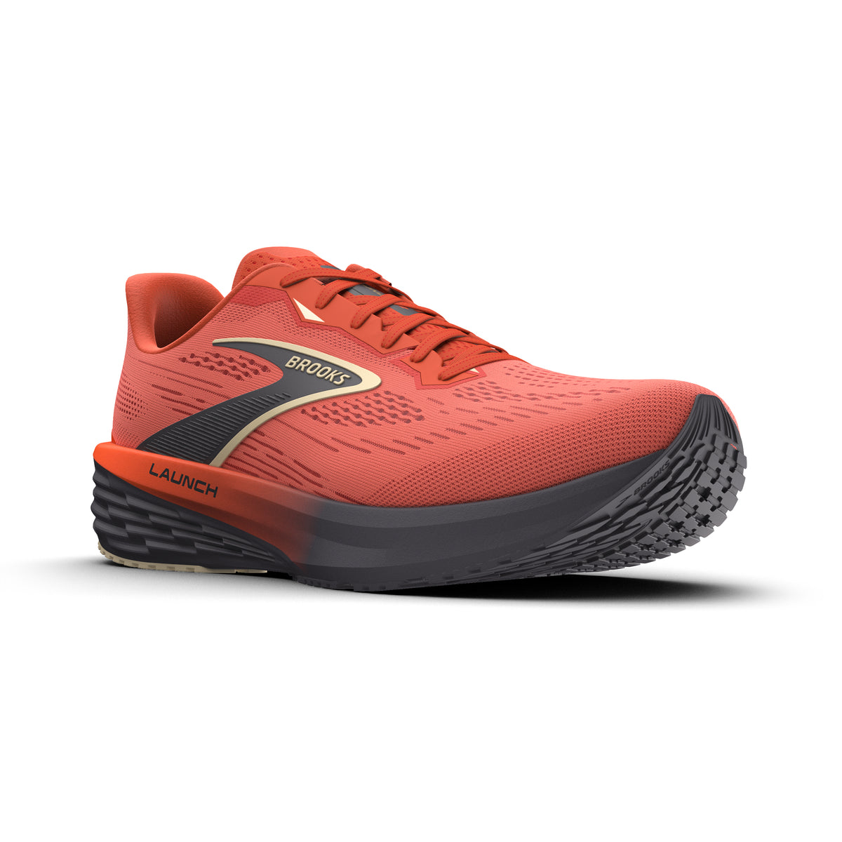Men's Brooks Launch 12 Tigerlily / Blackened Pearl pair angle