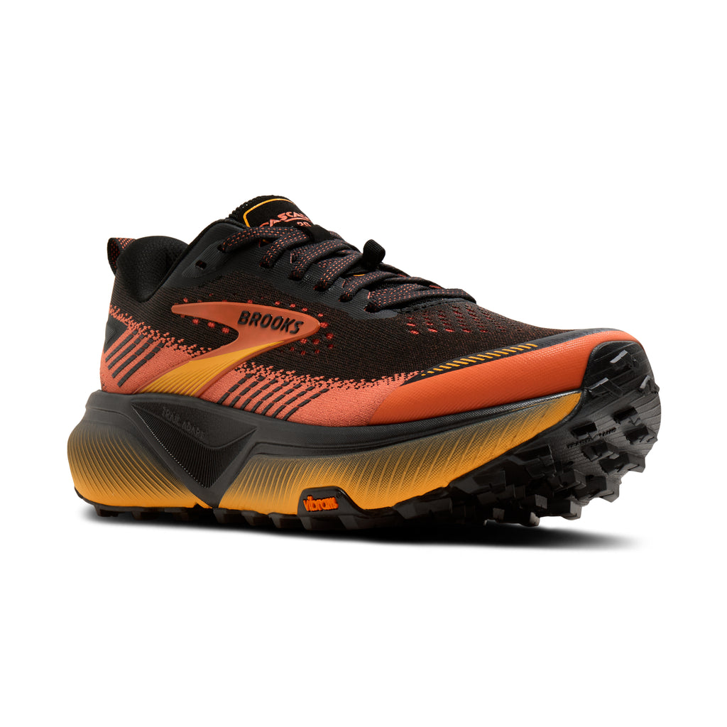 Men's Brooks Cascadia 20 Black / Tigerlily / Orange pair angle