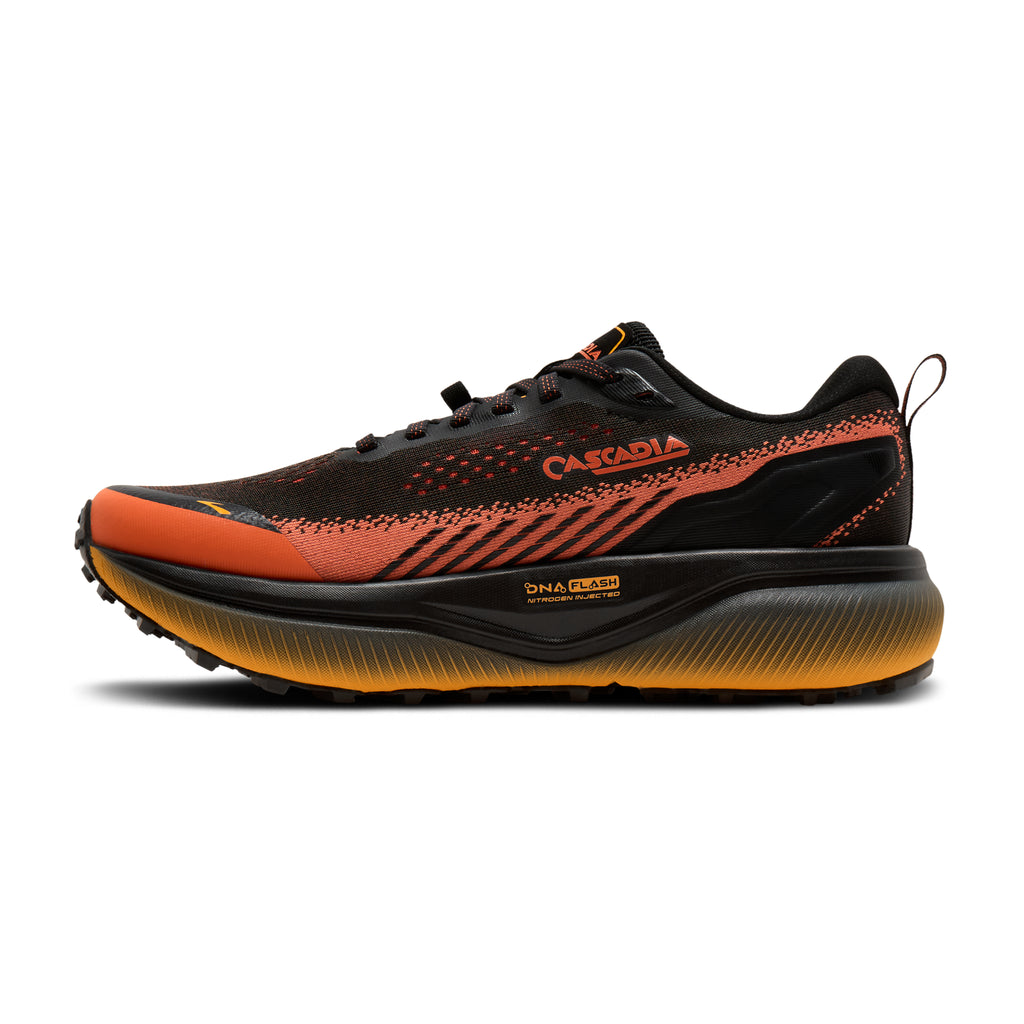 Men's Brooks Cascadia 20 Black / Tigerlily / Orange medial