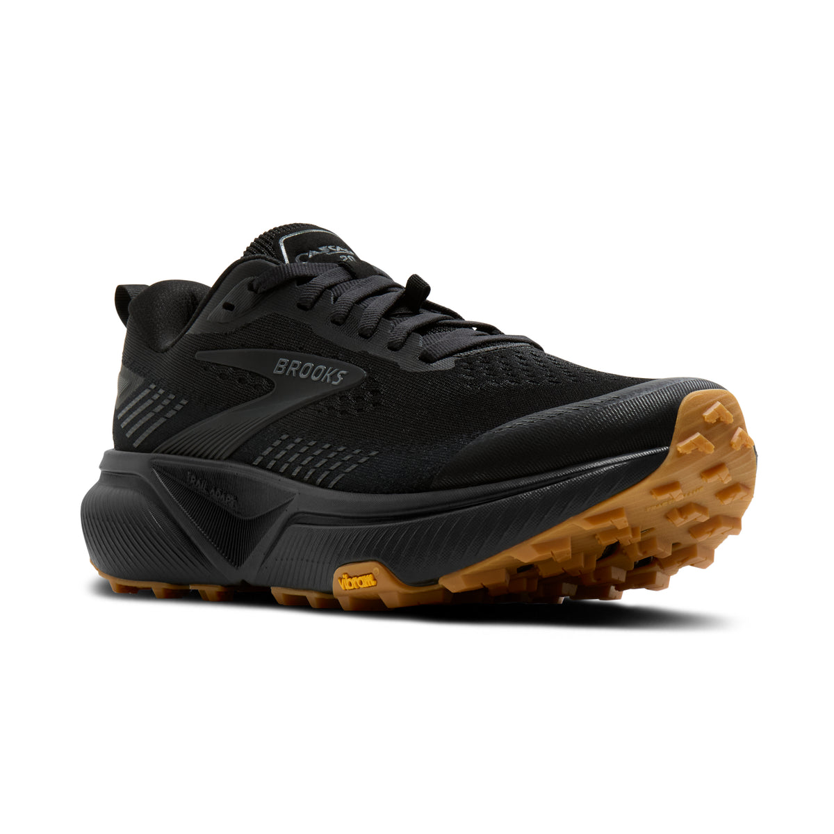 Men's Brooks Cascadia 20 Black / Ebony / Gum pair angle