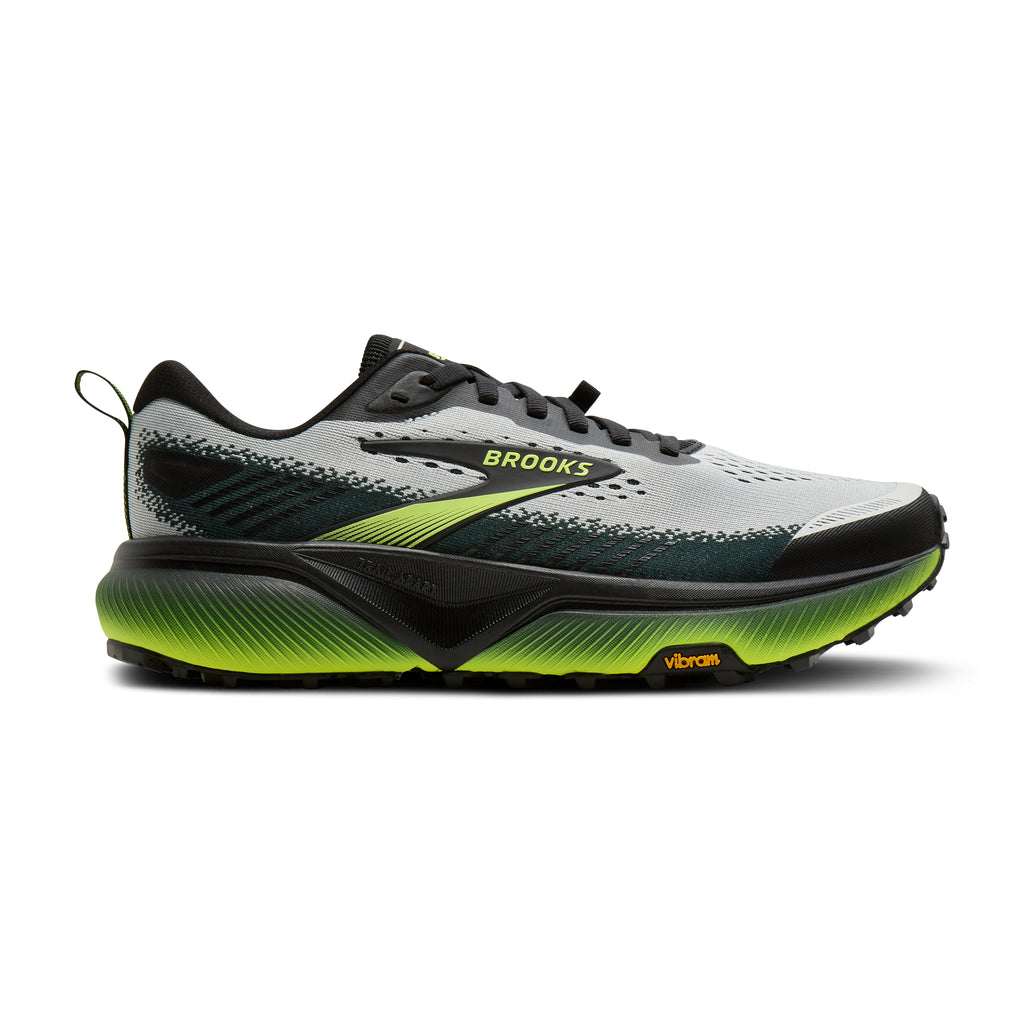 Men's Brooks Cascadia 20 (Wide 2E) Grey / Black / Nightlife lateral